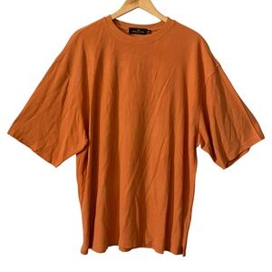 Bugatchi Uomo Mens XXL Burnt Orange Textured Knit Modal Rayon TShirt Relaxed Fit